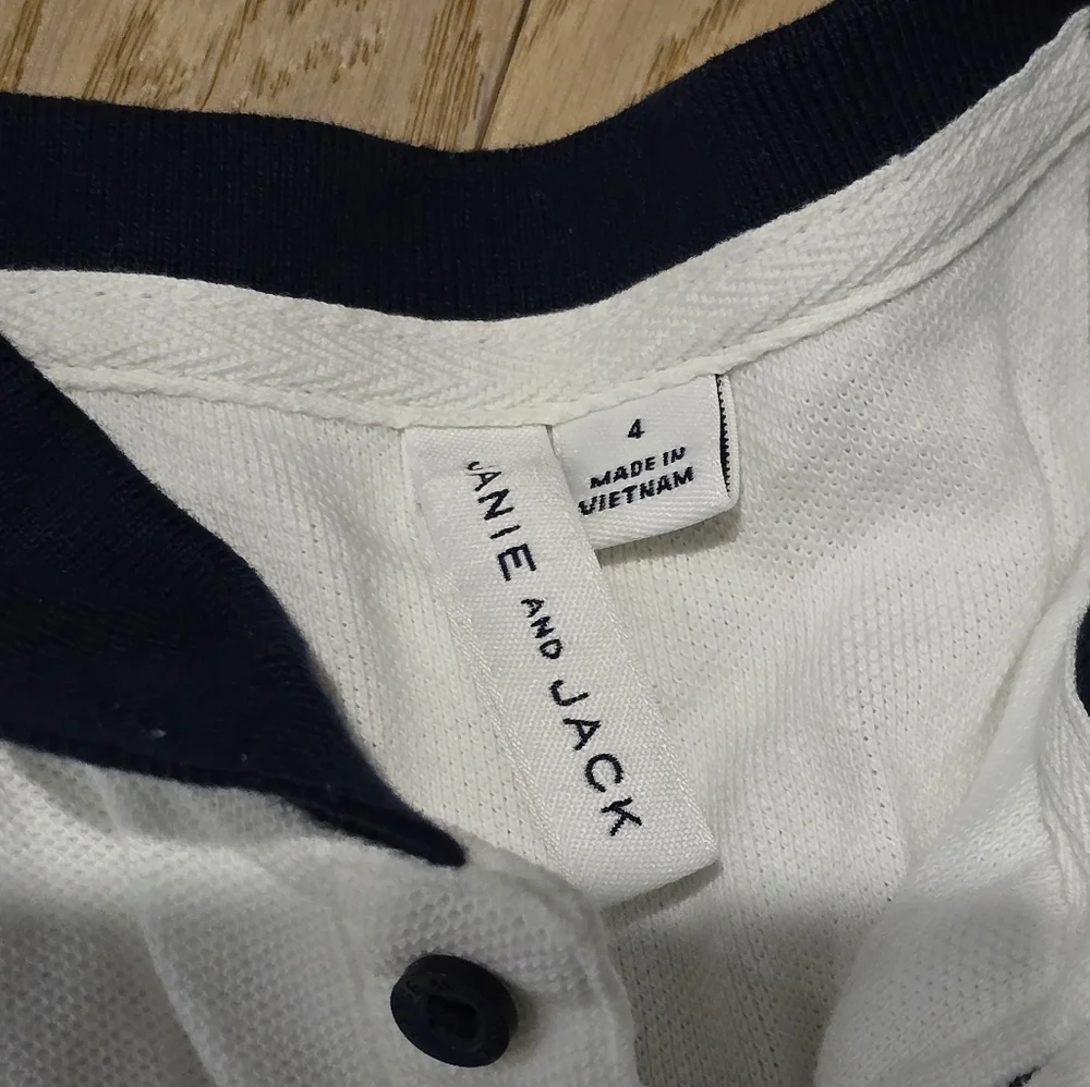 Janie and Jack White and Black Polo Shirt Classic Design - Picture 2 of 4